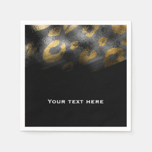 Serviette En Papier Fête exotique ombres noires et imprimé léopard