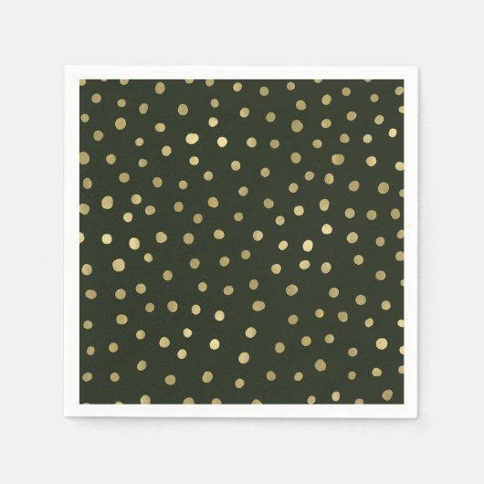 Serviette En Papier Fête festive de vacances neige verte et or (Devant)