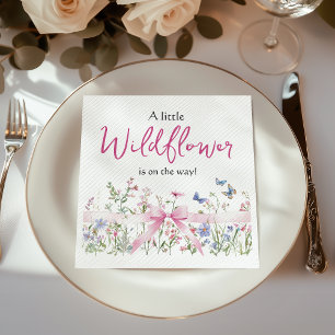 Serviette En Papier Fête Fleur Sauvage Coquette Rose Ruban Baby Shower