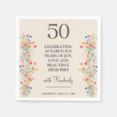 Serviette En Papier Fête florale 50 ans garden party (Devant)