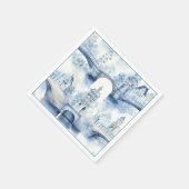 Serviette En Papier Fête florale de Delft bleu (Coin)