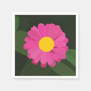 Serviette En Papier Fête florale de la fleur de Zinnia pourpre