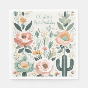 Serviette En Papier Fête Florale Pastel