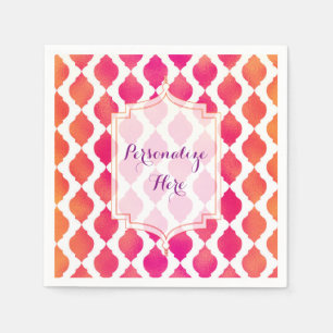 Serviette En Papier Fête glamour marocaine arabe rose et orange