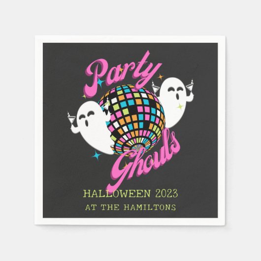 Serviette En Papier Fête Gouls Retro Halloween Ghosts (Devant)