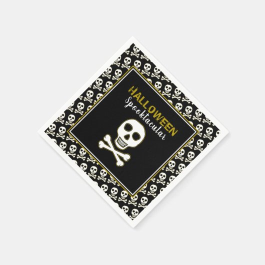 Serviette En Papier Fête Halloween en or Skull & Bones (Coin)