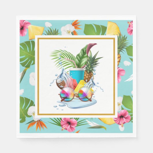 Serviette En Papier Fête Hawaïenne Luau (Devant)
