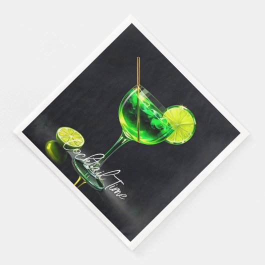 Serviette En Papier Fête Heure Neon Populaire Personnalisé (Coin)