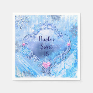 Serviette En Papier Fête hivernale de glace et de flocons de neige gel