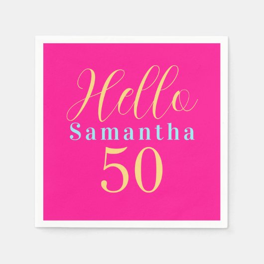 Serviette En Papier Fête Hot Pink 50e anniversaire (Devant)