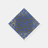 Serviette En Papier Fête Impression Léopard Bleu Royal & Or (Coin)