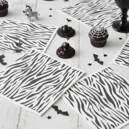 Serviette En Papier Fête Impression Zèbre Noir et Blanc