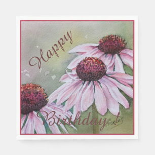 Serviette En Papier Fête Joyeuse Célébration Fleurs d'Echinacea Roses