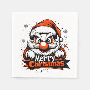 Serviette En Papier Fête "Joyeux Noël" Père Noël Napkins