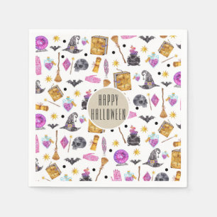 Serviette En Papier Fête Kraft Fantaisiste Aquarelle Magique Halloween