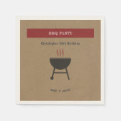 Serviette En Papier Fête Kraft & Rustic BBQ Anniversaire (Devant)