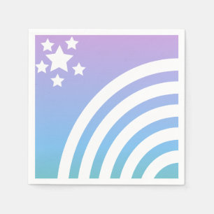 Serviette En Papier Fête Licorne Étoiles Rayures Arc-en-ciel