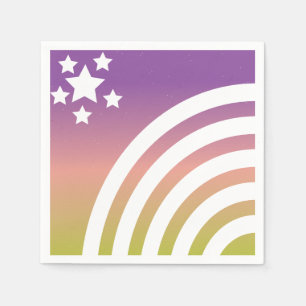 Serviette En Papier Fête Licorne Étoiles Rayures Arc-en-ciel