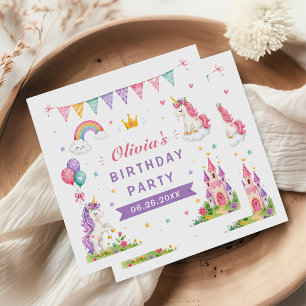 Serviette En Papier Fête Licorne Sucrée et Arc-en-Ciel