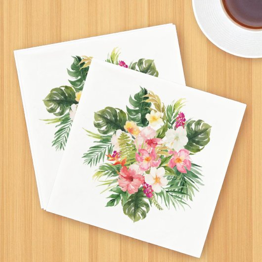 Serviette En Papier Fête Luau d'été Fleurs Tropicales
