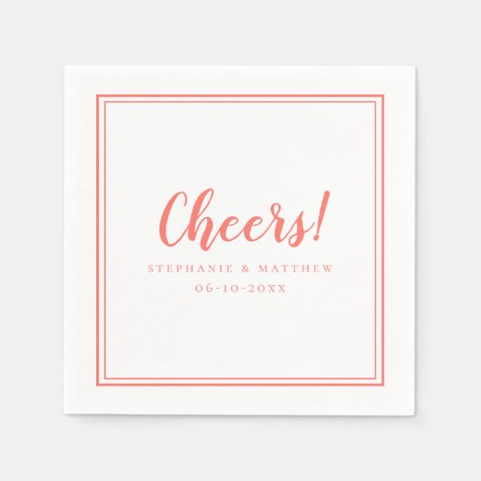 Serviette En Papier Fête Mariage minimal moderne Coral (Devant)