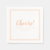 Serviette En Papier Fête Mariage minimal moderne Pêche (Devant)