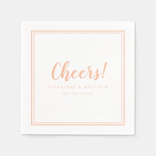 Serviette En Papier Fête Mariage minimal moderne Pêche (Devant)