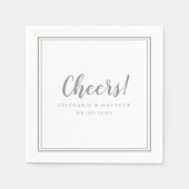Serviette En Papier Fête Mariage moderne gris & blanc (Devant)