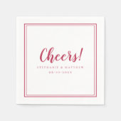 Serviette En Papier Fête Mariage moderne Magenta Rouge (Devant)