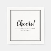 Serviette En Papier Fête Mariage moderne Noir & Blanc (Devant)