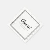 Serviette En Papier Fête Mariage moderne Noir & Blanc (Coin)
