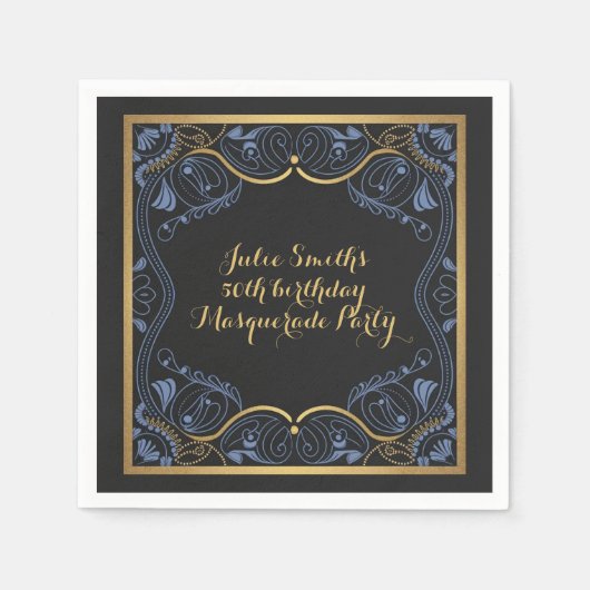Serviette En Papier Fête Masquerade masqué anniversaire boule masqué l (Devant)