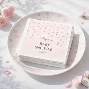 Serviette En Papier Fête minimale florale aquarelle rose pour bébé