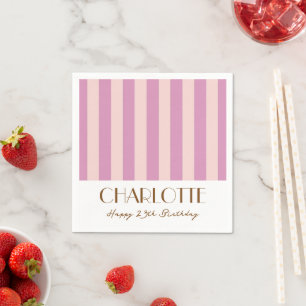 Serviette En Papier Fête minimaliste élégante et colorée à rayures