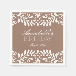 Serviette En Papier Fête Mocha Brown Talavera Carrelage Anniversaire
