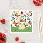 Serviette En Papier Fête Motif Enfants aux insectes de printemps colo (En situation)