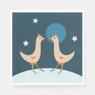 Serviette En Papier Fête Nocturne des Poules Lune Drôle de Poulet