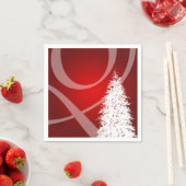 Serviette En Papier Fête Noël Fête Noël Design Rouge Blanc (En situation)
