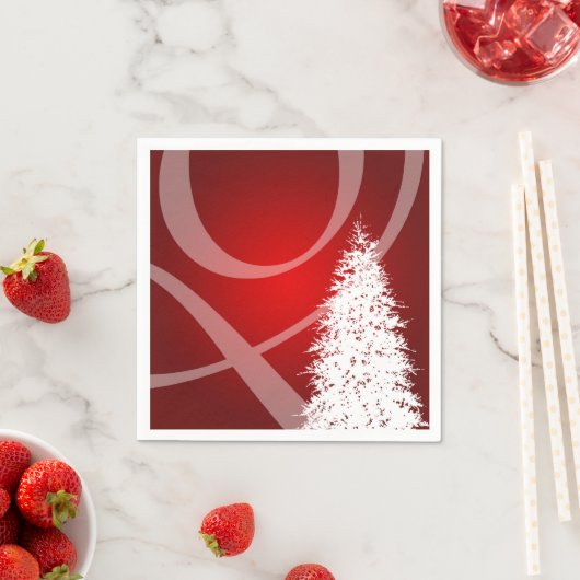 Serviette En Papier Fête Noël Fête Noël Design Rouge Blanc (En situation)