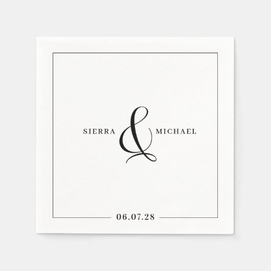 Serviette En Papier Fête ou Mariage d'anniversaire moderne et élégant (Devant)