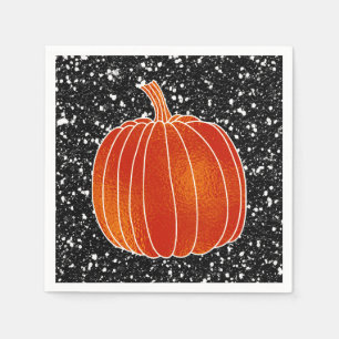 Serviette En Papier Fête Pailletée Citrouille d'Automne Orange
