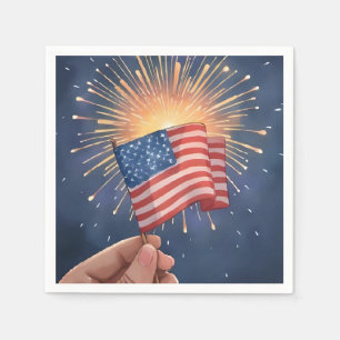 Serviette En Papier Fête patriotique du drapeau américain