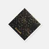 Serviette En Papier Fête Personnalisée Couleur Or Confetti Sur Noir (Coin)