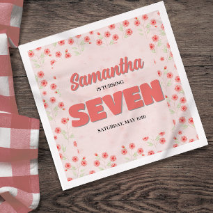 Serviette En Papier Fête personnalisée de sept ans fille motif floral