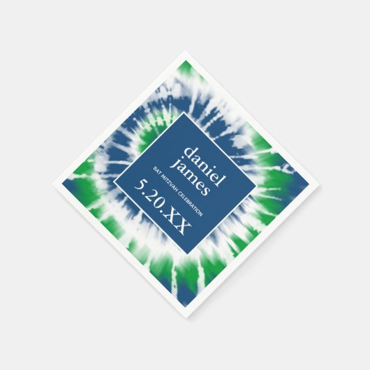 Serviette En Papier Fête personnalisée de teinture à tarte bleue et ve (Coin)