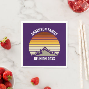 Serviette En Papier Fête personnalisée Montagne Coucher de soleil Rétr