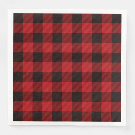 Serviette En Papier fête plaid rouge rustique d'hiver bûcheron (Devant)