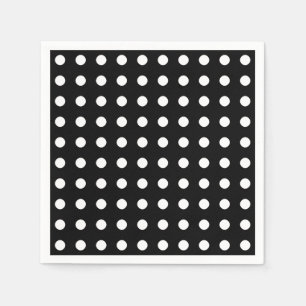 Serviette En Papier Fête pois moderne noire et blanche