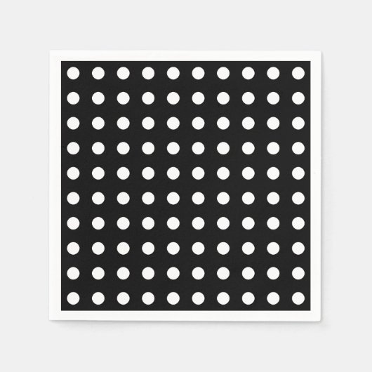 Serviette En Papier Fête pois moderne noire et blanche (Devant)