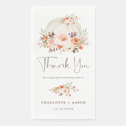 Serviette En Papier Fête Prénatale Bébé Citrouille Automne Blush Abric (Devant)